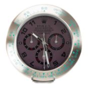 ROLEX-STYLE WALL CLOCK, modelled with 'Cosmograph' watch dial, electric movement, 34cms (diam.)