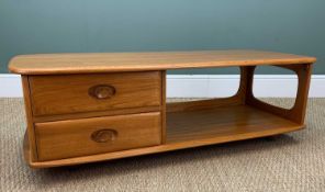 MID-CENTURY ERCOL WINDSOR MINERVA TABLE, model 844, natural finish, gold label, 40 (h) x 125 (w) x