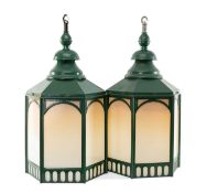 PAIR CARDIFF MARKET PAINTED COPPER LANTERNS, hexagonal section, probably manufactured by D.W.