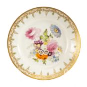 SWANSEA PORCELAIN PLATE, 1815-1817, painted by William Pollard with spray of summer flowers