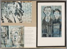 ‡ CONRAD LEWIS (1922-2005) watercolour - entitled verso, 'Meet the Family', a collection of three