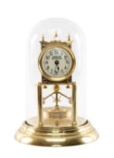GERMAN BRASS 400-DAY ANNIVERSARY CLOCK, dial signed S. Fisher, 188 Strand, London, twin sphere