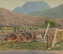 ‡ PHYLLIS JENKINS watercolour - entitled verso, 'Rhinog Fawr from Cymnant', signed, 32 x 37cms