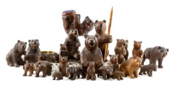 COLLECTION SMALL BLACK FOREST BEARS, including pencil holder. pin cushion, two cruets etc. (22)