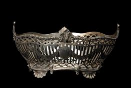 VICTORIAN OVAL BASKET, Gibson & Langman, London 1895, shaped beaded rim with acanthus leaves,