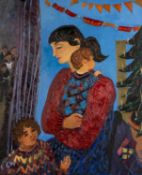 CLAUDIA WILLIAMS oil on canvas - entitled verso 'Party Time', signed with initials, signed and dated