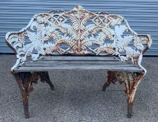VICTORIAN COALBROOKDALE CAST IRON GARDEN BENCH, Fern & Blackberry pattern, 85 (h) x 118cms (w)
