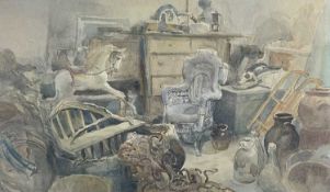 ‡ ARTHUR MILES (1905-1987) watercolour - entitled verso, 'Junk Room', signed and dated '67, 33 x