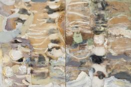 ‡ BRENDAN STUART BURNS (b. 1963) oil, wax & perspex on board - Blur Blend Rush, label verso, 33 x