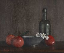 ‡ CAROLE JURY (20th C.) oil on canvas - still life, signed, 24 x 29cms Provenance: Private