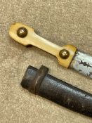 COSSACK DAGGER, KINDJAL, Southern Russia/Caucasus, with bone and horn hilt, fullered blade with