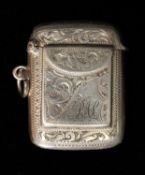 RARE EDWARD VII SILVER COMBINATION STAMP/VESTA CASE, William Light, Birmingham, foliate engraving