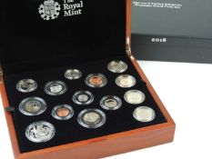 ROYAL MINT 2018 UK PREMIUM PROOF COIN SET (14 coins), with case, certificate, and outer card box