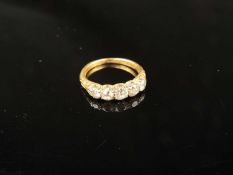 DIAMOND FIVE STONE RING, totalling approx. 1ct, set on an 18ct gold ring, size N, 4.1g Provenance: