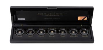 'HALF GRAM GOLD COINS 2019' 7-COIN SET, Gabon 1000F CFA, 40th Anniversary edition (1321/2000),