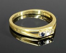 18CT GOLD DIAMOND & SAPPHIRE RING, missing one stone, size N, 2.9g Provenance: private collection