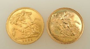 GEORGE V HALF-SOVEREIGN, 1925, Pretoria Mint (EF), 4g; and Elizabeth II half-sovereign, 1982 (EF/