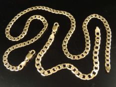 9CT GOLD FLAT CURB-LINK NECKLACE, with lobster claw clasp, 51cms (l), 13.8g; also matching bracelet,