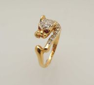PANTHÈRE DESIGN DIAMOND DRESS RING, in 18ct gold, pavé set with small round cut diamonds, and