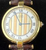 MUST DE CARTIER LADIES' GOLD-PLATED VERMEIL QUARTZ WRISTWATCH, dial 30mms (diam.), numbered '