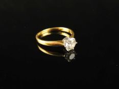 DIAMOND SOLITAIRE RING, brilliant-cut stone approx. 0.75ct, colour estimated as J/K, clarity SI2,