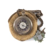 GEORGE VI SILVER KEYLESS WIND HALF HUNTER POCKET WATCH, Birmingham 1939, blue enamel outer case