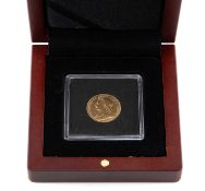 VICTORIA GOLD SOVEREIGN, 1899, encapsulated with Windsor Mint no. 1414 COA, in wood case of issue