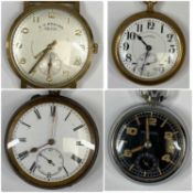 A. N. REEVES HEFIK VINTAGE 9CT GOLD GENT'S WRISTWATCH, on plated bracelet, along with three plated