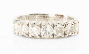 SEVEN STONE DIAMOND HALF-HOOP RING, total diamond weight approx. 1.4cts, to 18ct white gold shank,