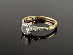 DIAMOND SOLITAIRE RING, the brilliant cut stone of approx. 0.45cts, mounted in platinum with tiny