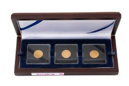 VICTORIA GOLD HALF SOVEREIGN 3-COIN SET, Windsor Mint limited edition (588/999), containing 1876