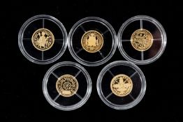 GROUP OF FIVE GREAT BRITISH GOLD REPLICA COINS comprising Coenwulf gold penny replica, Henry III