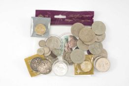ASSORTED COLLECTABLE COINS, including rare 1986 silver proof Bahrain 5 Dinars with COA, 2x 1889