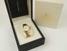 CHRISTOPHER WARD, LONDON GENT'S GOLD-PLATED AUTOMATIC WRISTWATCH, 38mms (diam.), with case and outer