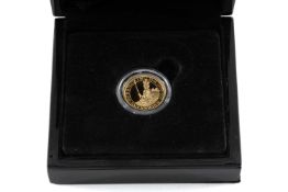 ELIZABETH II SAPPHIRE CORONATION JUBILEE GOLD PROOF HALF SOVEREIGN, Tristan da Cunha 2018, seated