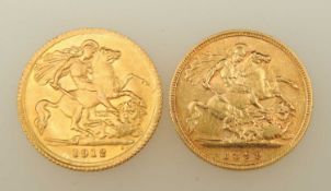 VICTORIA HALF-SOVEREIGN, 1899 (VF), 3.94g; and George V half-sovereign, 1912 (VF), 3.96g (2)