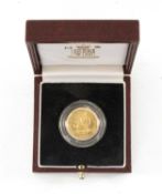 RARE 1989 WELSH GOLD 1/4 OZ SOVEREIGN MEDALLION, obv. Welsh dragon, Rev. oak and laurel leaf clad