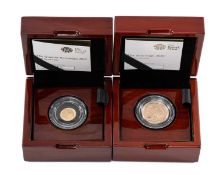 ELIZABETH II GOLD PROOF 2020 SOVEREIGN & 2017 QUARTER SOVEREIGN, full sovereign with Royal Mint