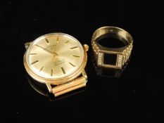 GENT'S BLACK ONYX & DIAMOND SIGNET RING in unmarked yellow gold, testing as 8ct, size V, approx. 5.