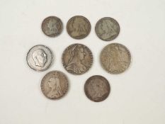 RARE LATE VICTORIAN HALF-CROWN, 1900, with double-strike portrait of Victoria; also two silver