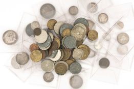 ASSORTED 19TH & 20TH C. WORLD COINS, including USA 1891 quarter dollar, USA five cents, USA 1893 one