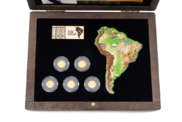 'THE BIG FIVE SOUTH AMERICA' GOLD PROOF 5-COIN SET, Burundi 2020, limited edition (199/1000),
