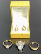 ASSORTED 9CT GOLD / YELLOW METAL STONE SET RINGS, 14g gross Provenance: private collection Conwy