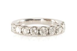 9K WHITE GOLD NINE STONE DIAMOND RING, ring size J, 3.1g Provenance: private collection Gwynedd