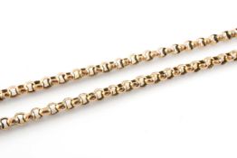 YELLOW METAL CIRCLE LINK CHAIN, 44.5cms long, later clasp stamped '375', 11.4g Provenance: private