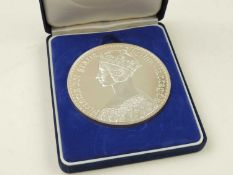 SILVER PAPERWEIGHT, cast as a replica of the Victorian Gothic crown of 1847, 395g, 87mms (diam.),