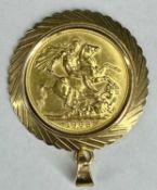 ELIZABETH II 1968 GOLD SOVEREIGN, in 9ct gold pendant mount, 10.1g gross Provenance: private