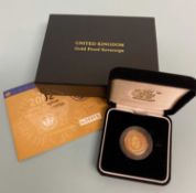 ELIZABETH II GOLD PROOF SOVEREIGN, 2002, encapsulated, with Royal Mint booklet/COA No. 609/12500,