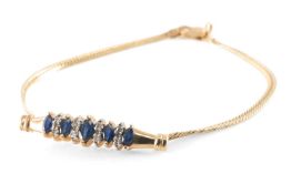 14K GOLD SAPPHIRE & DIAMOND BRACELET, 18cms long, 4.7g Provenance: private collection