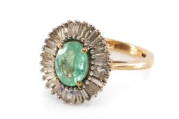 9CT GOLD EMERALD & DIAMOND CLUSTER RING, ring size N 1/2, 3.7g Provenance: private collection